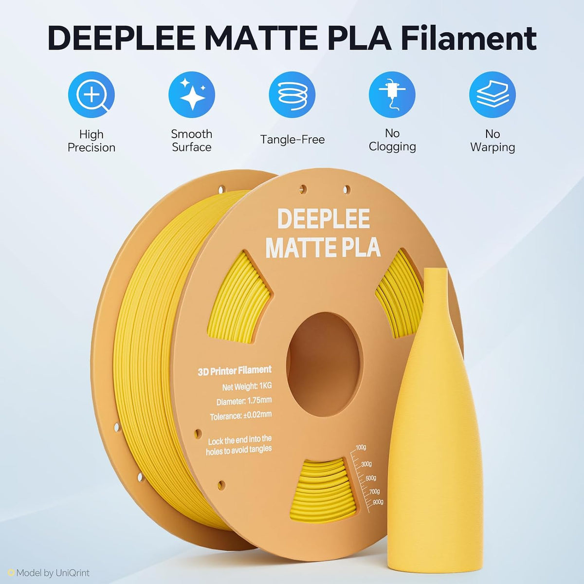 Matte PLA Filament 1.75mm, 3D Printer Filament Dimensional Accuracy +/- 0.02mm, No Clogging, Higher Toughness, Cardboard Spool 3D Filament, 4 Pack Black