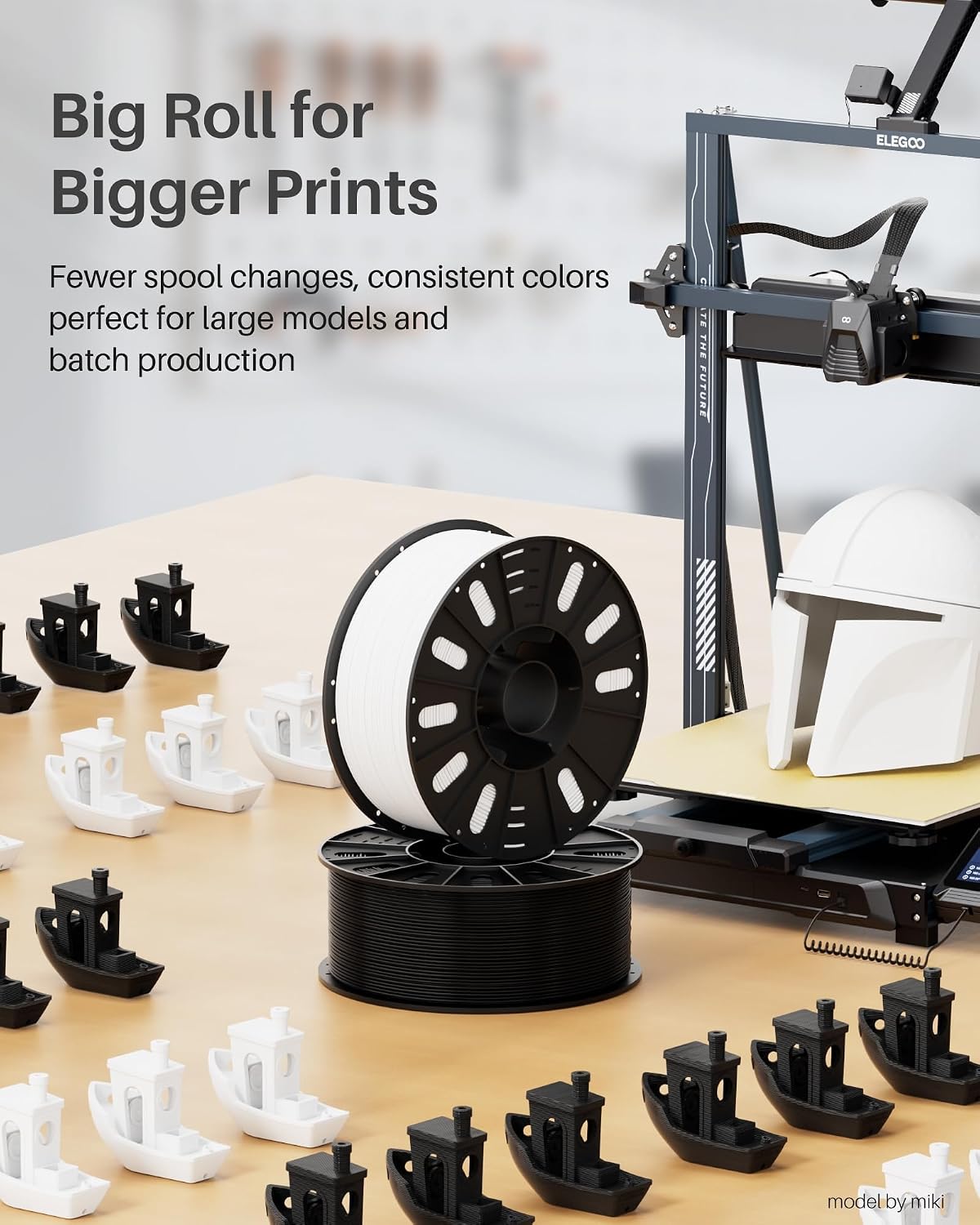 ELEGOO PLA+ Filament 1.75mm Black 3KG, High Toughness PLA Plus 3D Printer Filament Dimensional Accuracy +/- 0.02mm, 3kg Large Spool(6.6lbs) Fits for Most FDM 3D Printers