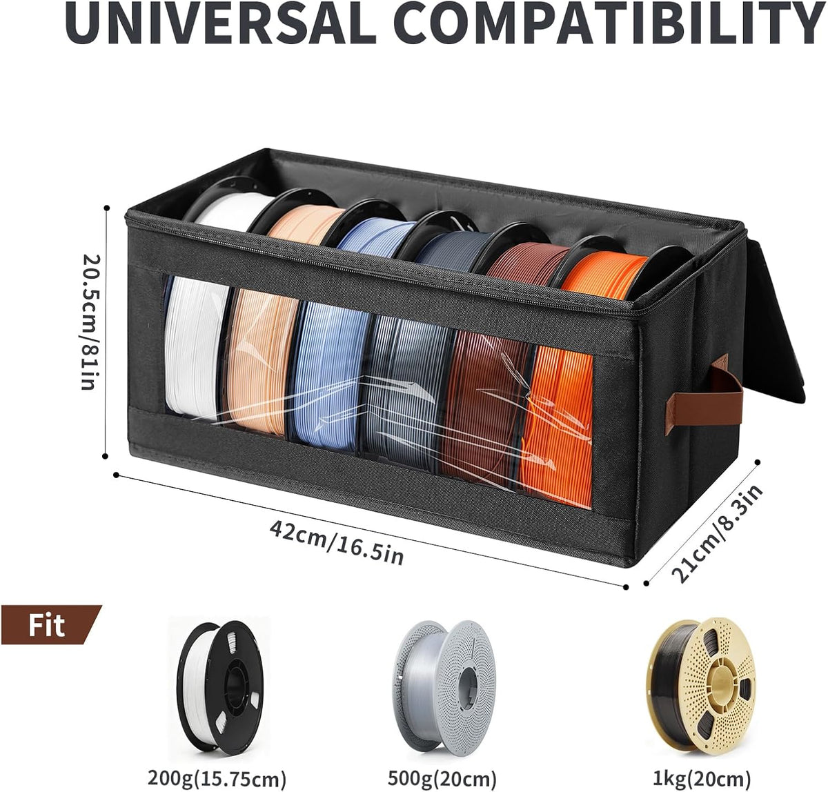 Qozary Filament Storage Box - 4 Pack 3D Printer Filament Storage Containers with Desiccants, Holds Up to 24 Rolls, 3D Printing Accessories Holder Rack for Home, Office Workshop, Studio
