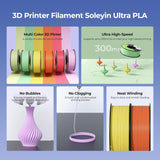 Soleyin PLA Filament 1.75mm 4KG, 3D Printer Filament 4 Pack 1kg Spool, Neatly Wound, ±0.02mm Accuracy, High-Speed & Strong Toughness, No Warping, Fits Most FDM Printers (4 * 1kg Black)