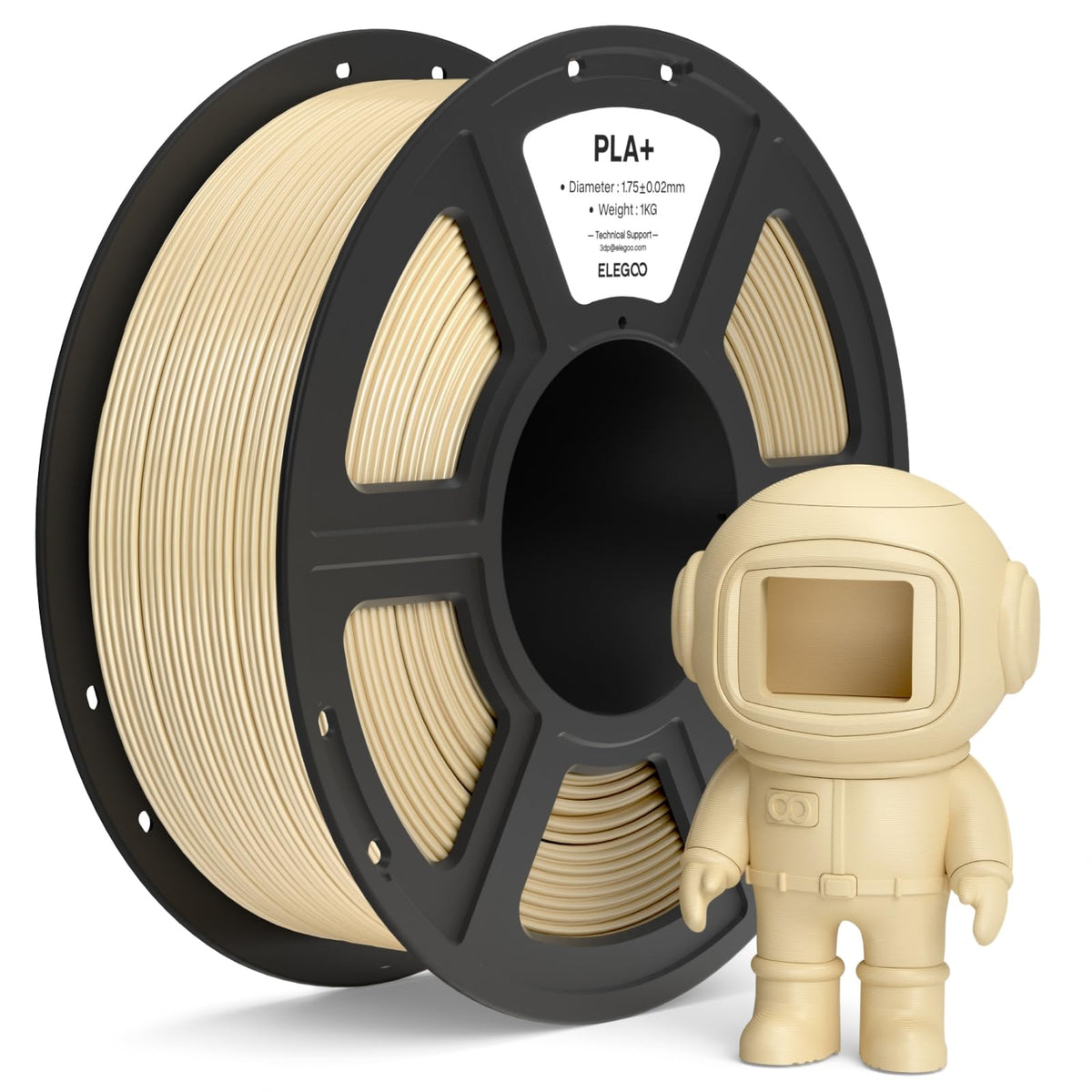 ELEGOO PLA+ Filament 1.75mm Black 3KG, High Toughness PLA Plus 3D Printer Filament Dimensional Accuracy +/- 0.02mm, 3kg Large Spool(6.6lbs) Fits for Most FDM 3D Printers
