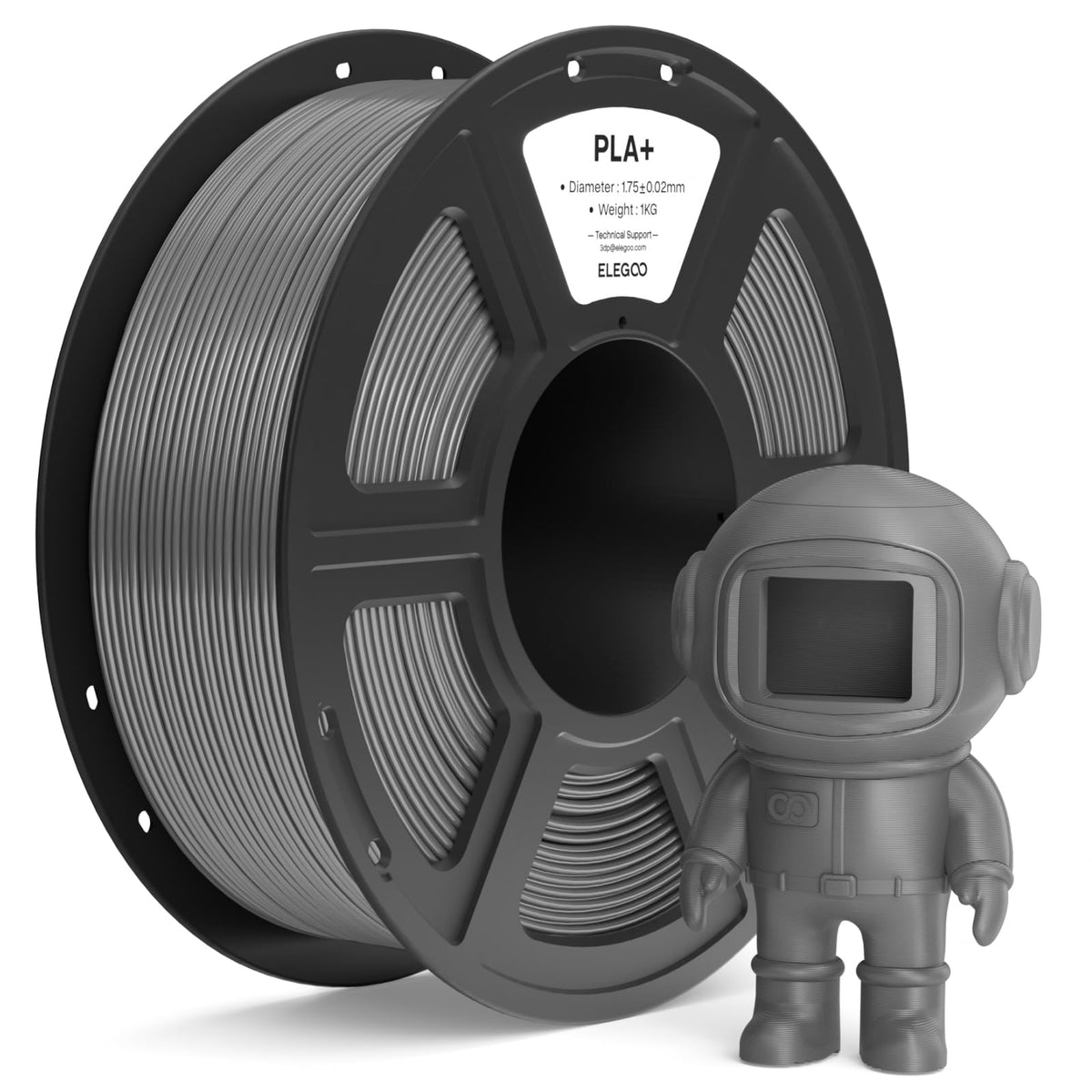 ELEGOO PLA+ Filament 1.75mm Black 3KG, High Toughness PLA Plus 3D Printer Filament Dimensional Accuracy +/- 0.02mm, 3kg Large Spool(6.6lbs) Fits for Most FDM 3D Printers