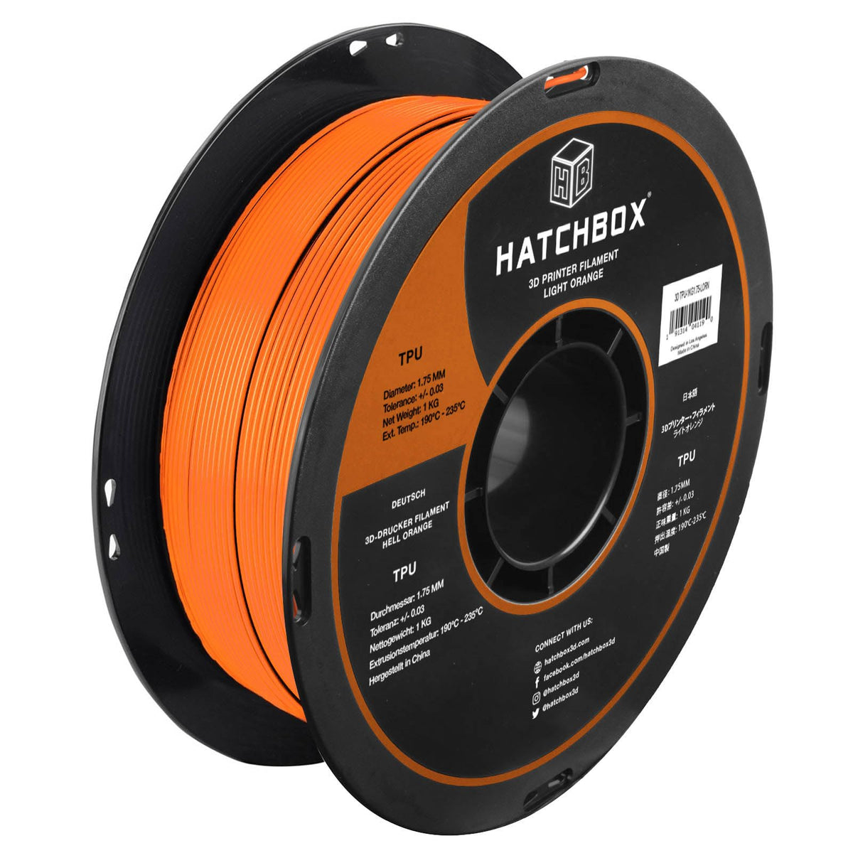 HATCHBOX 1.75mm Black TPU 3D Printer Filament Shore 95A, 1 KG Spool, Dimensional Accuracy +/- 0.03 mm, 3D Printing Filament