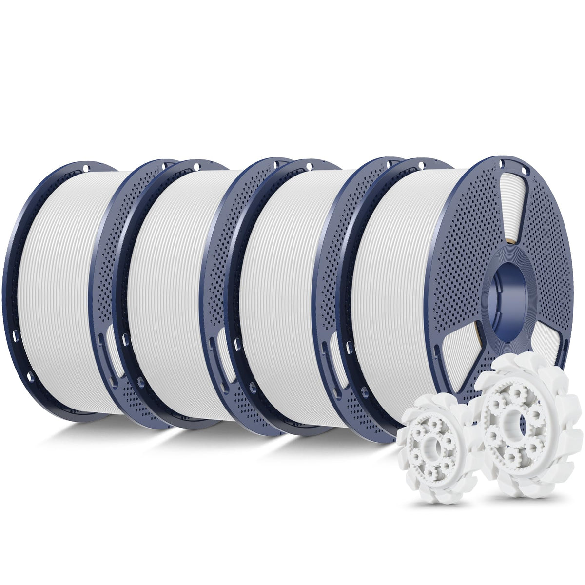 SUNLU PLA+2.0 3D Printer Filament Bundle, 4KG Upgrade PLA+ Filament 1.75mm, Tougher and Stronger, Dimensional Accuracy +/-0.02mm, 1KG per Spool, 4 Packs, 4KG Total, Black+White+Klein Blue+Red