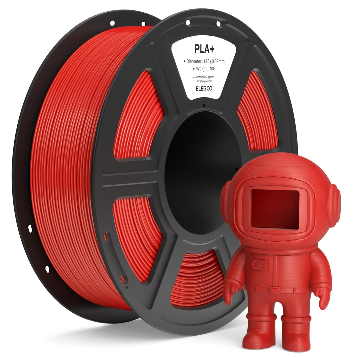 ELEGOO PLA+ Filament 1.75mm Black 3KG, High Toughness PLA Plus 3D Printer Filament Dimensional Accuracy +/- 0.02mm, 3kg Large Spool(6.6lbs) Fits for Most FDM 3D Printers