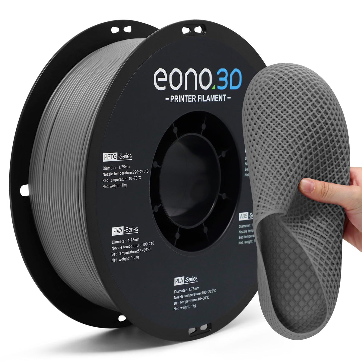 Conductive PLA Filament 1.75mm, 1kg – Electrically Conductive 3D Printer Filament for ESD Protection, Sensors & Functional Prototypes – Compatible with FDM Printers, Black, Matte Plastic Spool