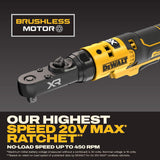 DEWALT 20V MAX* XR Brushless 1/4 in. & 3/8 in. Sealed Head Ratchet (Tool Only) (DCF520B)