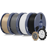 SUNLU PLA+2.0 3D Printer Filament Bundle, 4KG Upgrade PLA+ Filament 1.75mm, Tougher and Stronger, Dimensional Accuracy +/-0.02mm, 1KG per Spool, 4 Packs, 4KG Total, Black+White+Klein Blue+Red