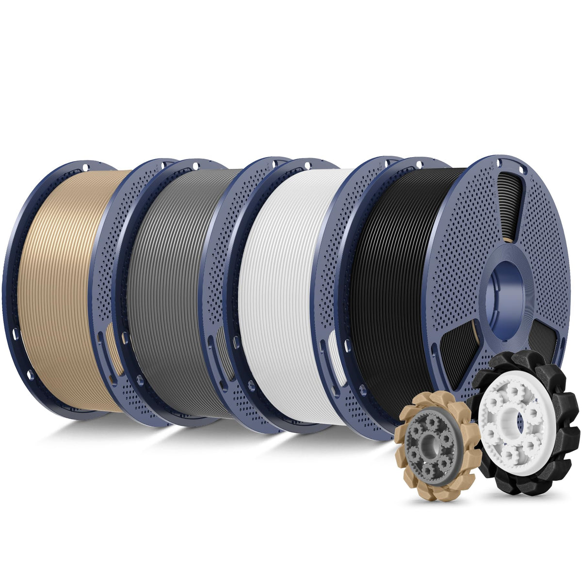 SUNLU PLA+2.0 3D Printer Filament Bundle, 4KG Upgrade PLA+ Filament 1.75mm, Tougher and Stronger, Dimensional Accuracy +/-0.02mm, 1KG per Spool, 4 Packs, 4KG Total, Black+White+Klein Blue+Red
