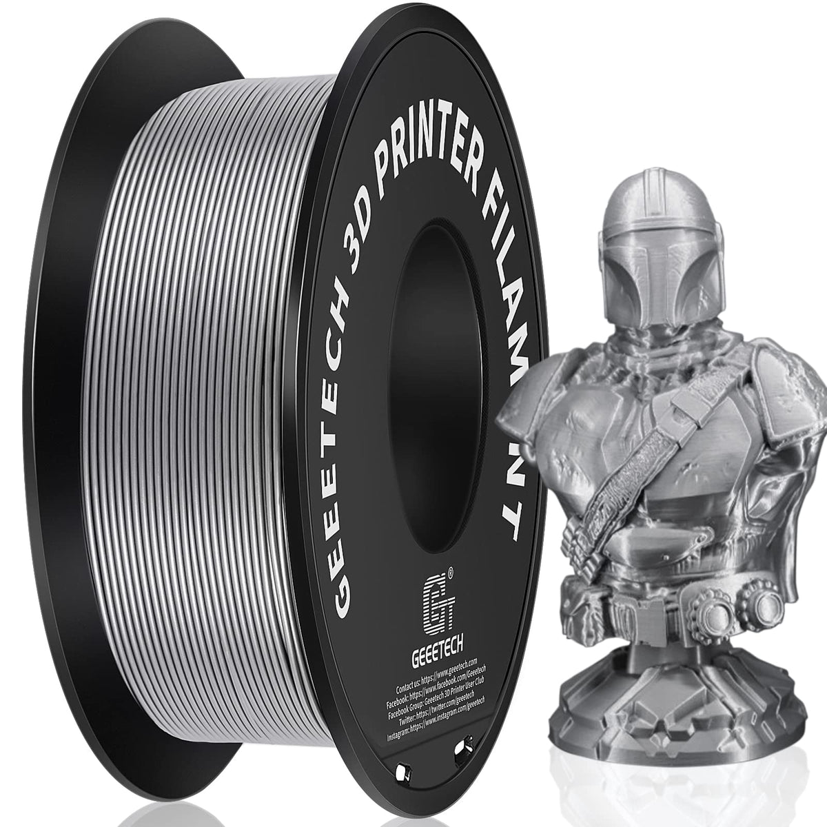 GEEETECH 6KG 3D Printer Filament Bundle - Black PLA Filament 1.75mm ±0.02mm (6 Spools, 1KG Each) - High Precision, Low Warping, 3D Printing Filament Fits Most FDM 3D Printers