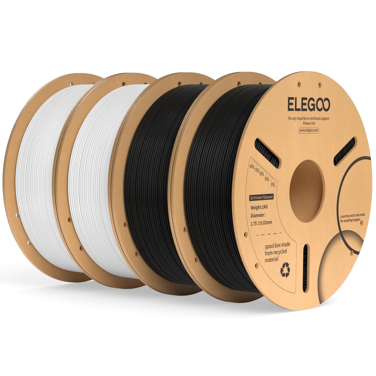 ELEGOO 250g PLA Plus Filament Bundle 1.75mm, 8 Colors 3D Printer Filaments Dimensional Accuracy +/- 0.02mm, 8 Pack 250g Spool, Black/White/Red/Dark Blue/Orange/Yellow/Sky Blue/Sea Green
