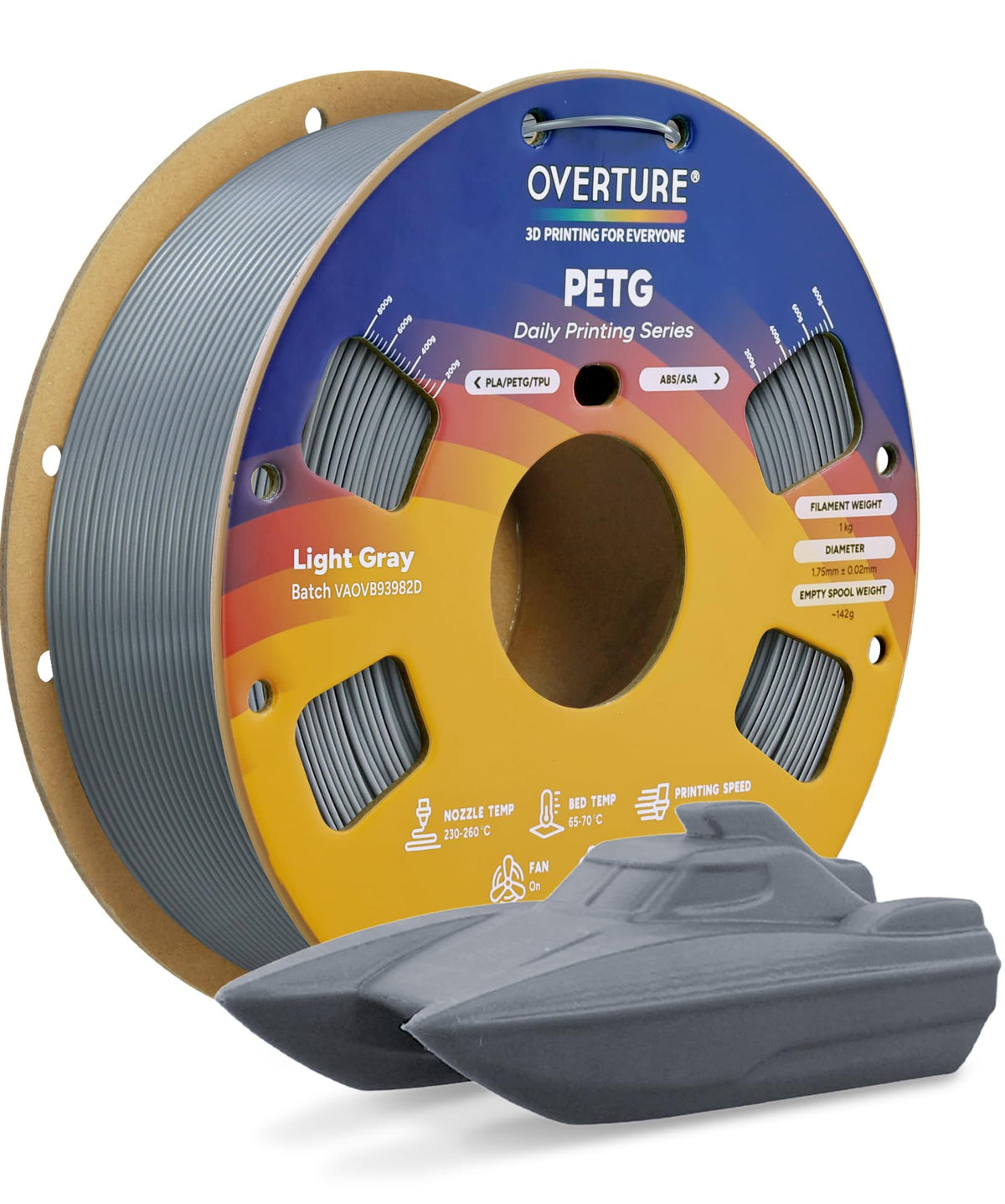 OVERTURE 4KG Bundle PETG 3D Printer Filament 1.75mm, Neatly Wound Durable PETG 4 Pack 1kg(2.2lbs), Strong Toughness Filament, Dimensional Accuracy +/- 0.02mm, Fit Most FDM Printers (Black (4-Pack)