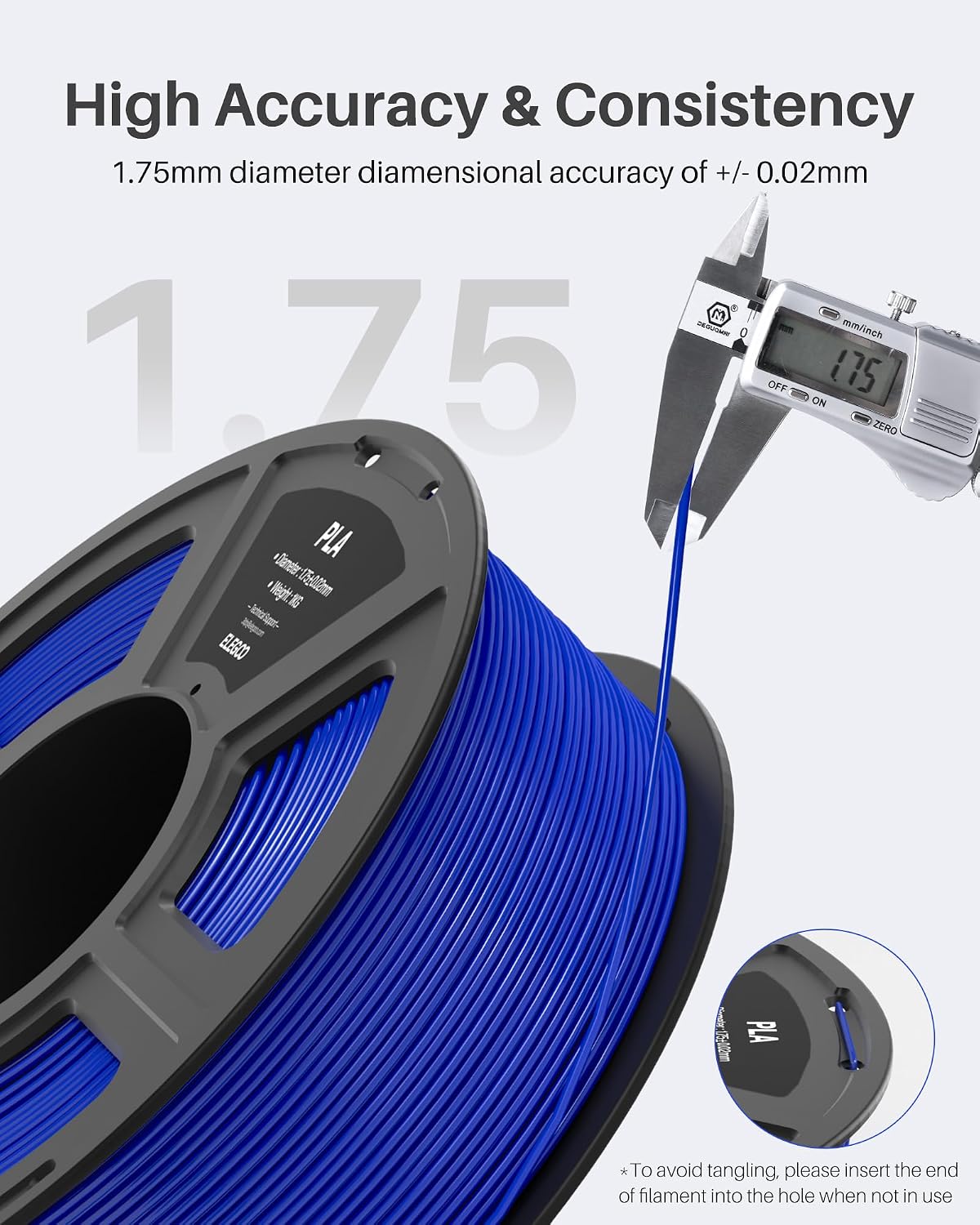 ELEGOO PLA Filament 1.75mm Bundle 4KG, 3D Printer Filament Dimensional Accuracy +/- 0.02mm, 4pcs 1kg Spool(2.2lbs) Fit Most FDM 3D Printers (Black, White, Dark Blue, True Red)