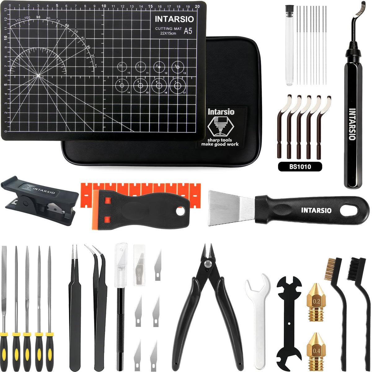 59pcs 3D Printer Tools Kit with Hard Case, 3D Printer Accessories incl Deburring Tool, Digital Caliper, Hygrometer, Nozzle Clog Poke, Pilers, Flush Cutter, for Bambu Lab, Ender 3, FDM/SLA Printers etc