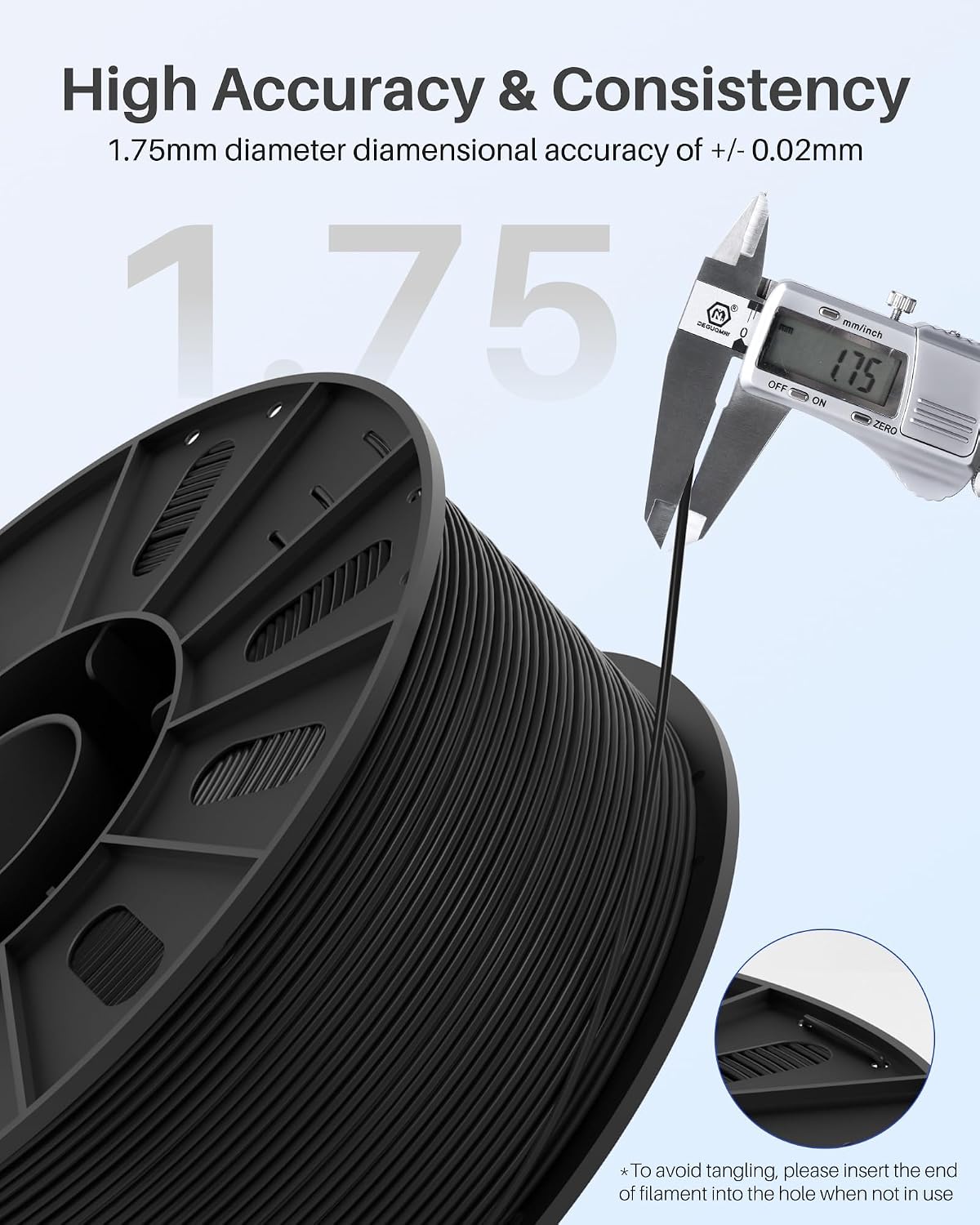 ELEGOO PLA+ Filament 1.75mm Black 3KG, High Toughness PLA Plus 3D Printer Filament Dimensional Accuracy +/- 0.02mm, 3kg Large Spool(6.6lbs) Fits for Most FDM 3D Printers