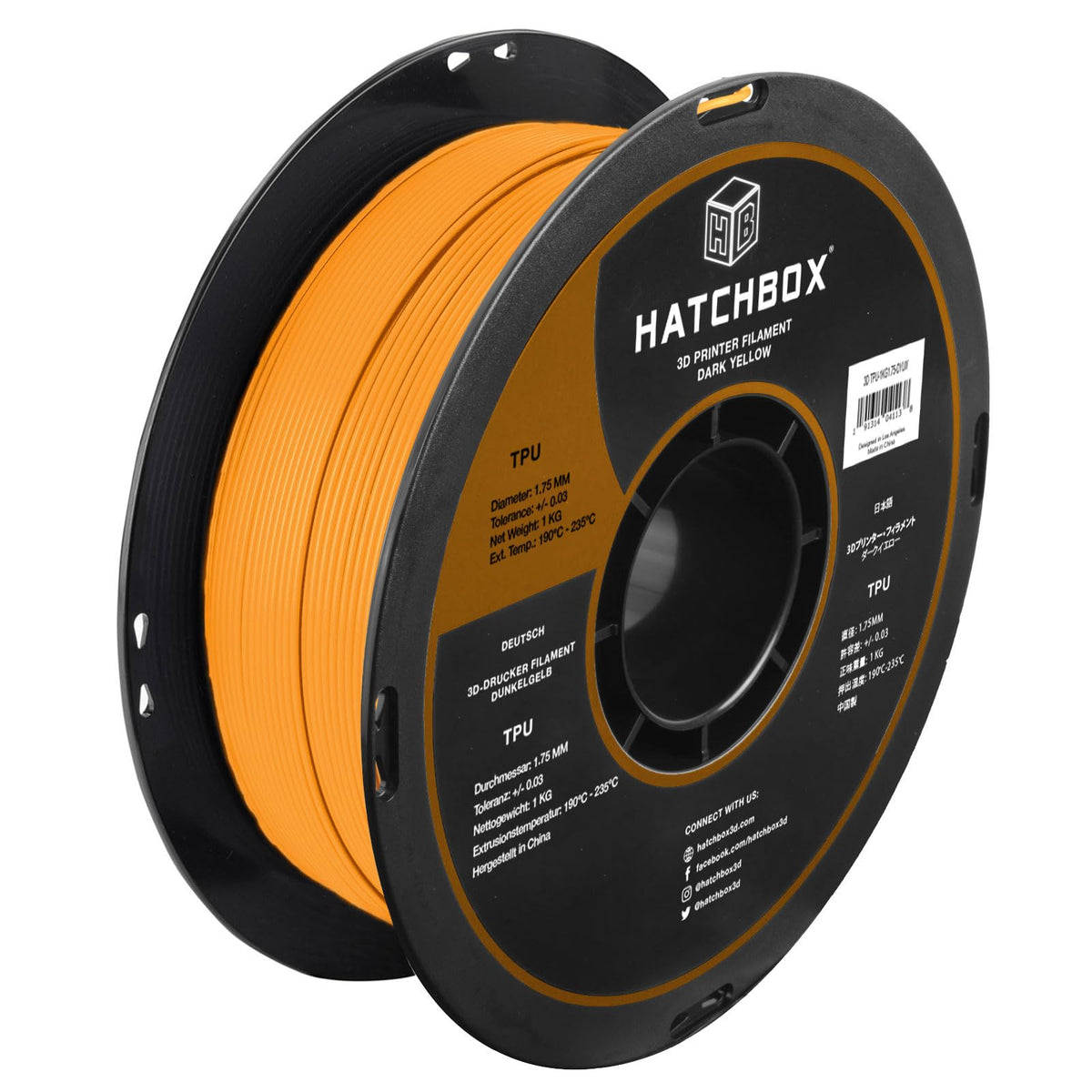 HATCHBOX 1.75mm Black TPU 3D Printer Filament Shore 95A, 1 KG Spool, Dimensional Accuracy +/- 0.03 mm, 3D Printing Filament