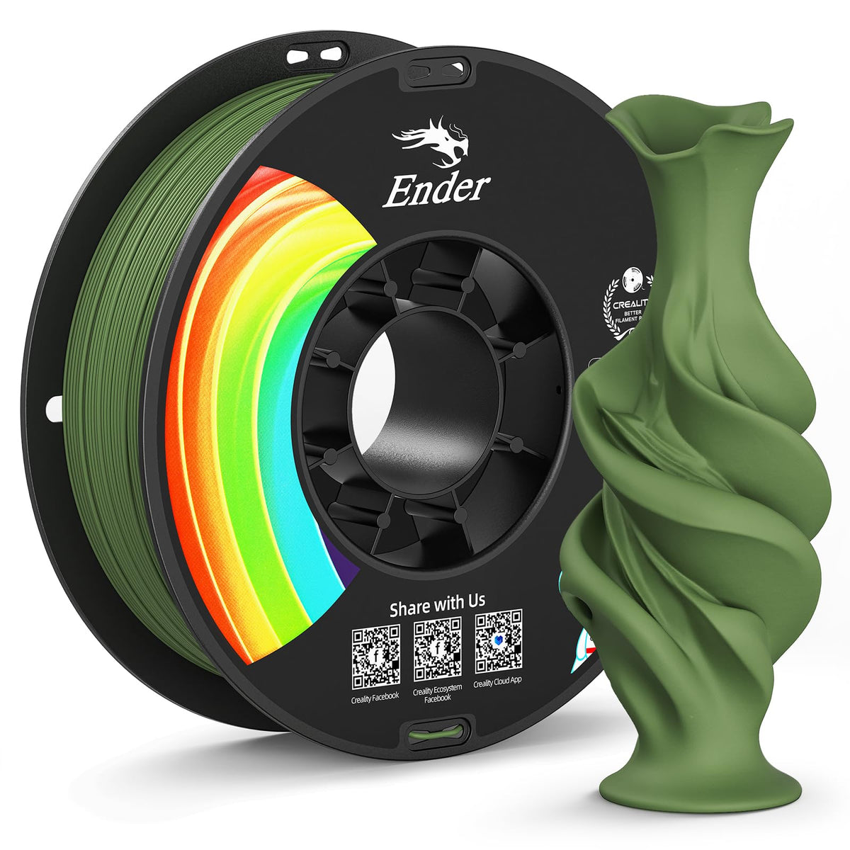 Creality Matte PLA Plus Filament 1.75mm, Low Warping, Minimal Layer Lines, Dimensional Accuracy +/- 0.02mm, 4kg (8.8lb) 3D Printer PLA+ Filament Bundle, Matte Black (4 Pack)
