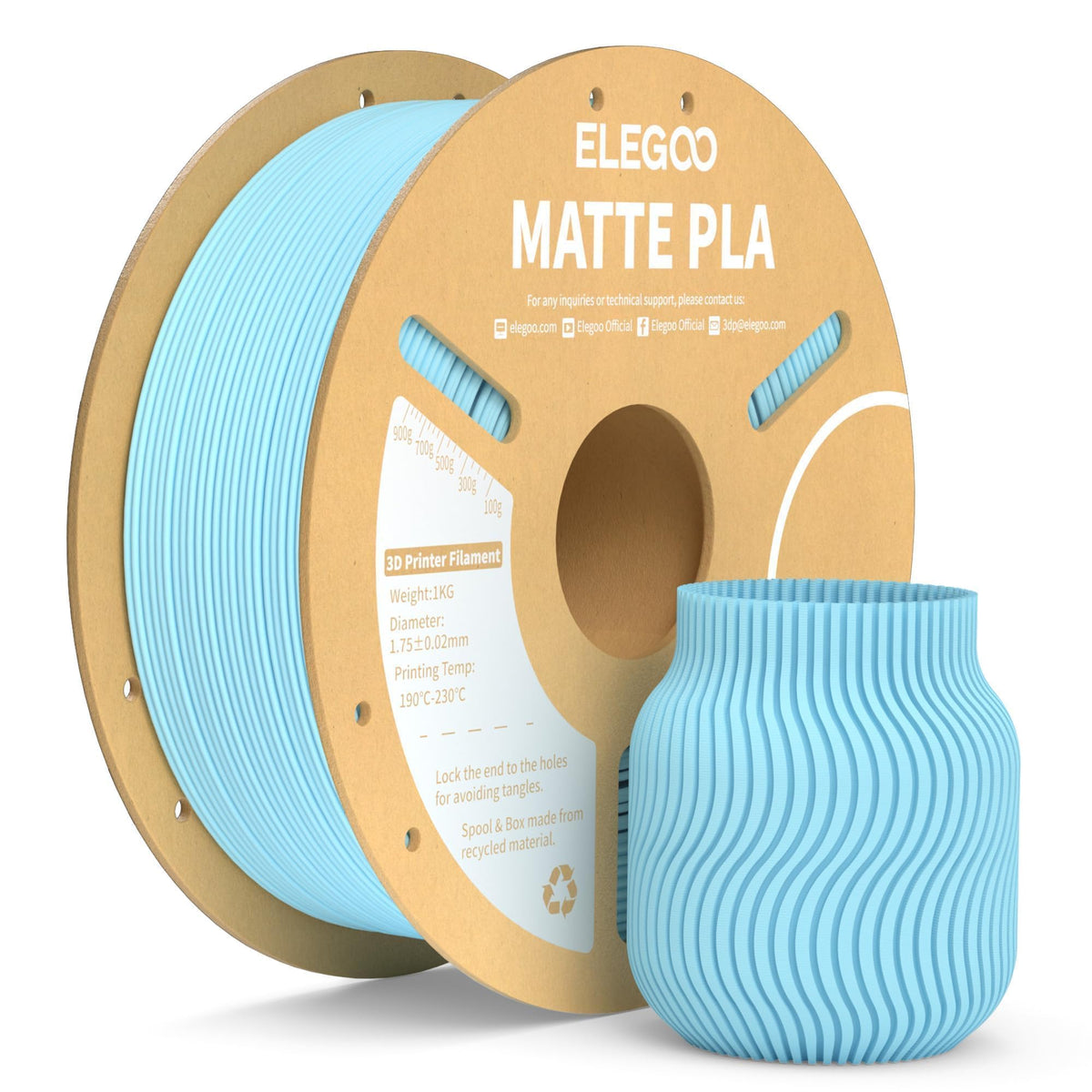 ELEGOO Matte PLA 3D Printer Filament Bundle 1.75mm, 8 Colors 250g Spool Dimensional Accuracy +/- 0.02mm, 8 Pack Multicolors Fits for Most FDM 3D Printers