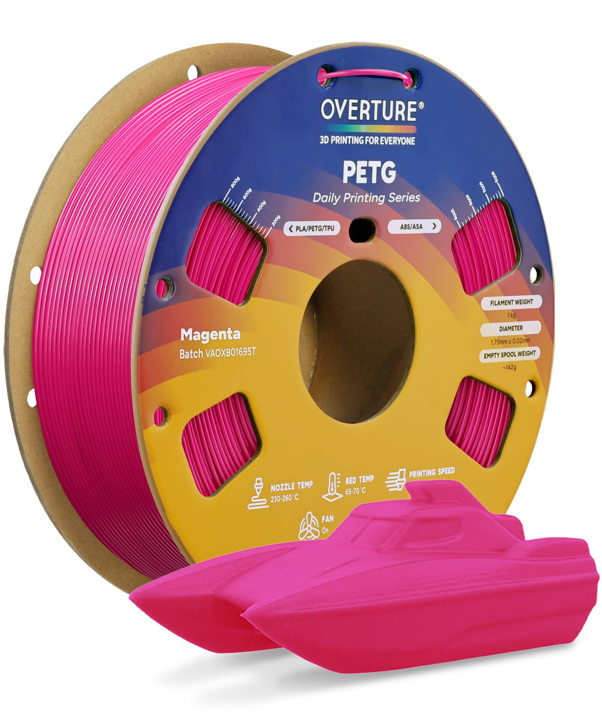 OVERTURE 4KG Bundle PETG 3D Printer Filament 1.75mm, Neatly Wound Durable PETG 4 Pack 1kg(2.2lbs), Strong Toughness Filament, Dimensional Accuracy +/- 0.02mm, Fit Most FDM Printers (Black (4-Pack)