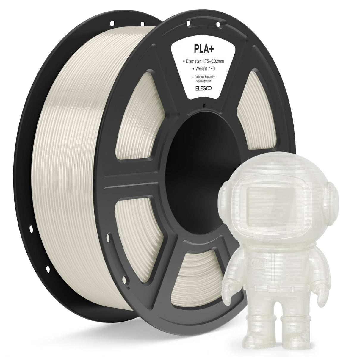 ELEGOO PLA+ Filament 1.75mm Black 3KG, High Toughness PLA Plus 3D Printer Filament Dimensional Accuracy +/- 0.02mm, 3kg Large Spool(6.6lbs) Fits for Most FDM 3D Printers