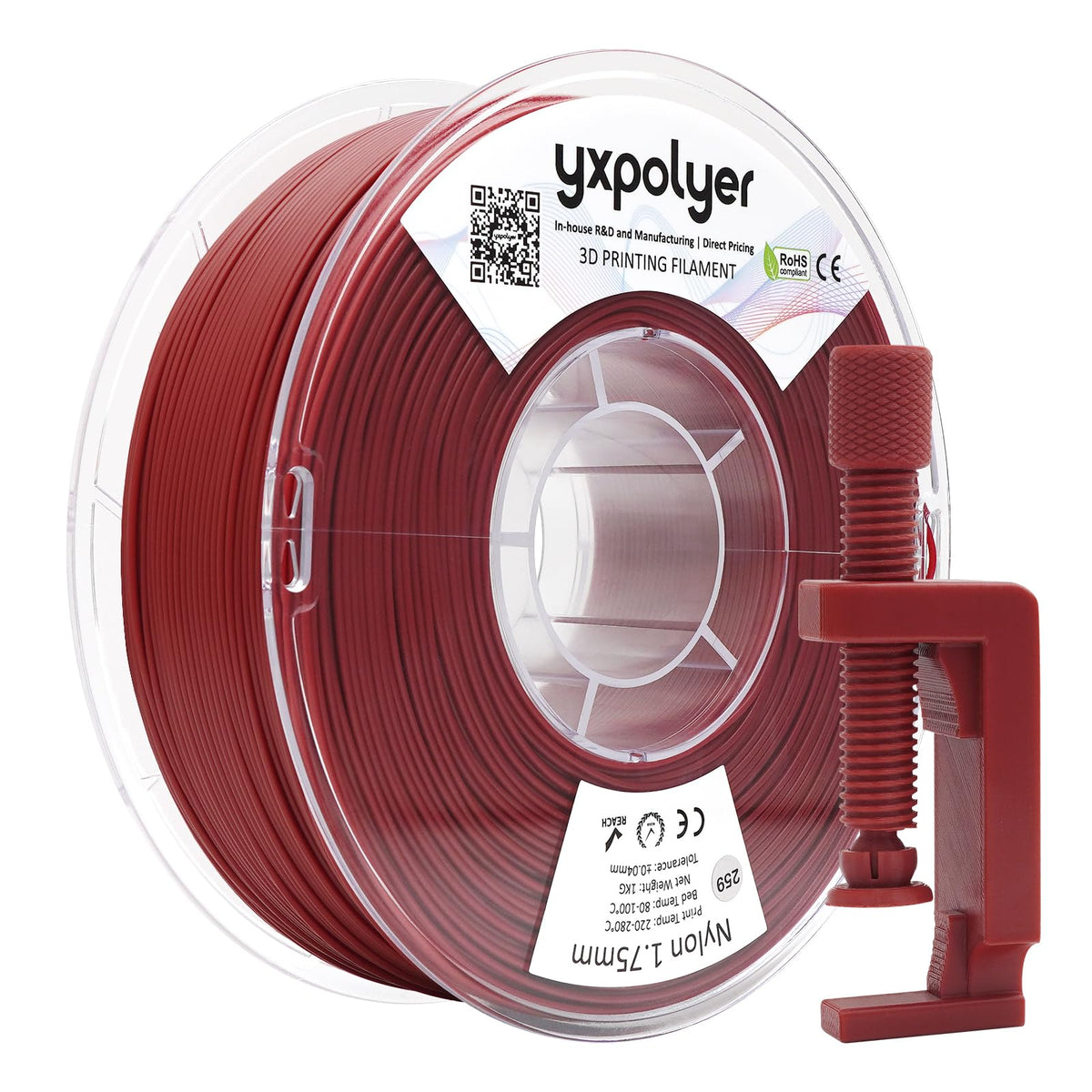 YXPOLYER Carbon Fiber Nylon Filament 3D Printer Filament PA6-CF Filament 1.75mm 1kg with PC Spool, PA6 CF 3D Printing Filament