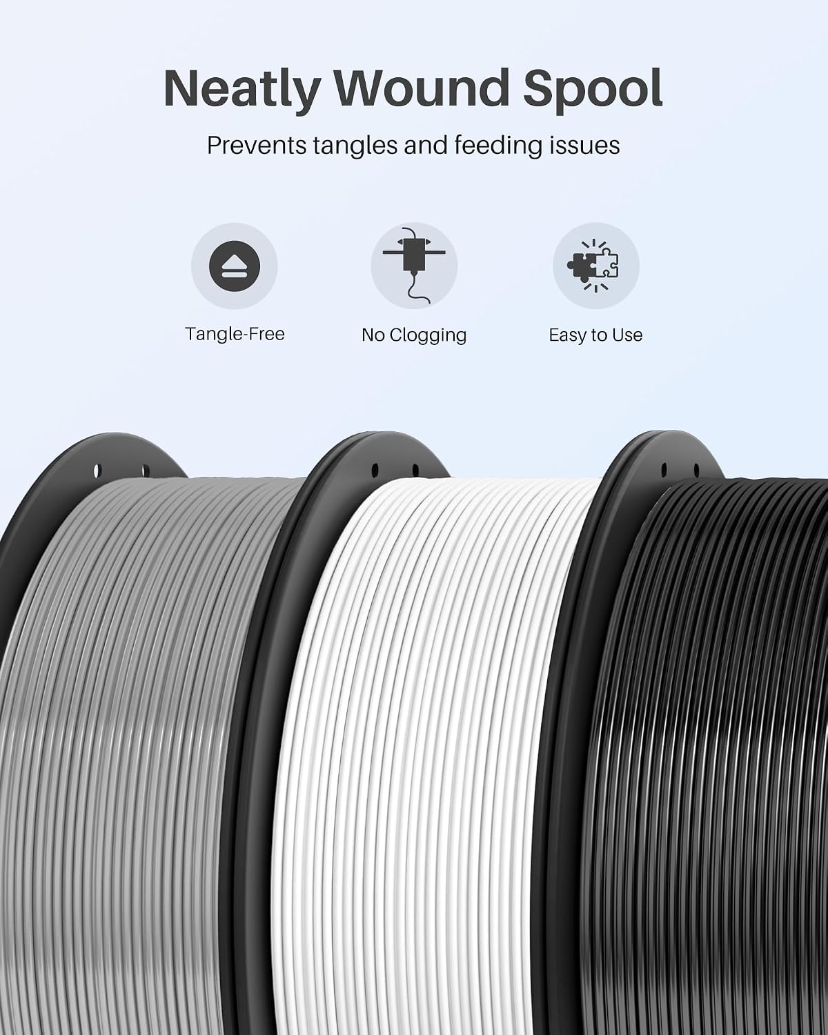 ELEGOO PLA+ Filament 1.75mm Black 3KG, High Toughness PLA Plus 3D Printer Filament Dimensional Accuracy +/- 0.02mm, 3kg Large Spool(6.6lbs) Fits for Most FDM 3D Printers