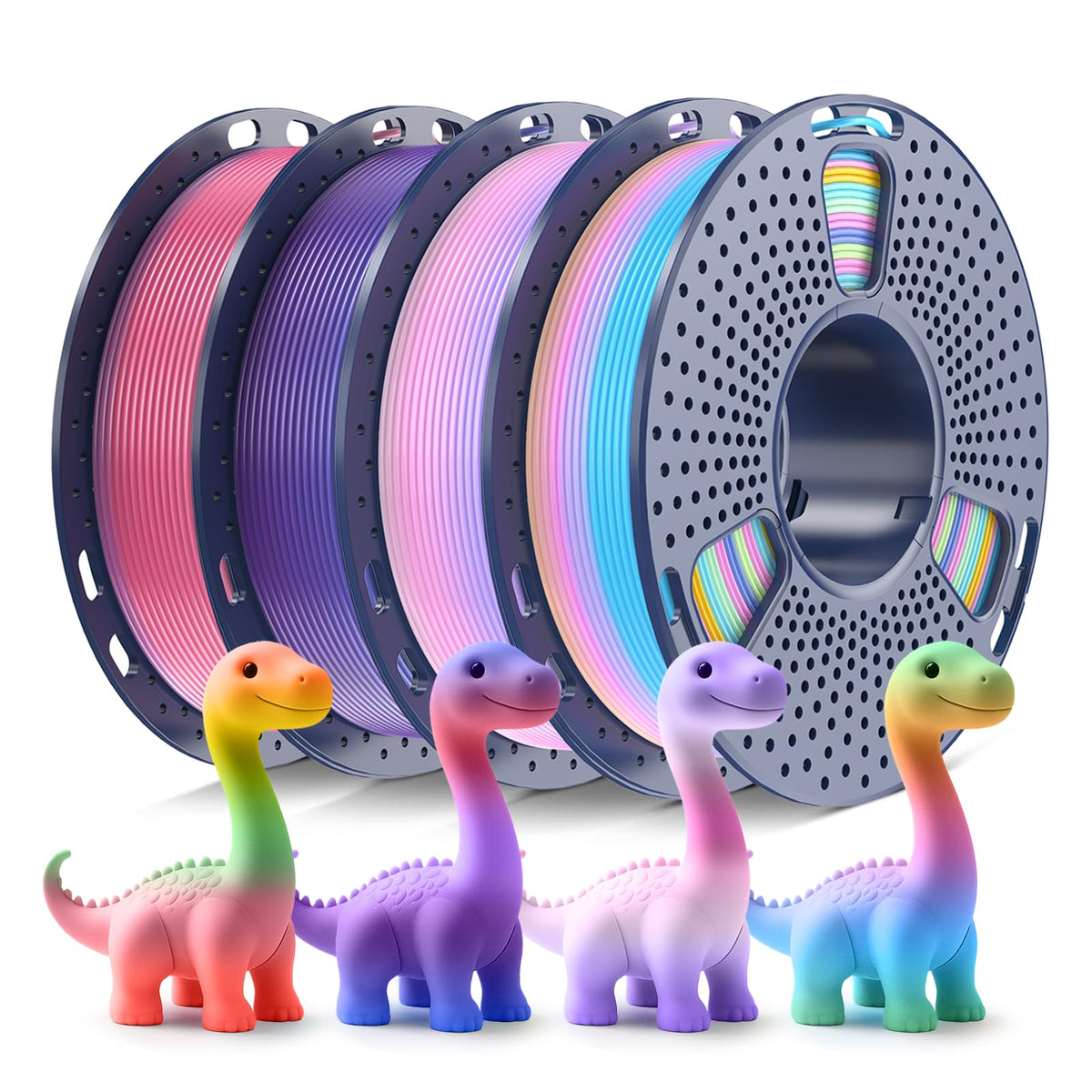 250g PLA Filament 1.75mm Bundle, SUNLU 3D Printer Filament Neatly Wound, Individually Vacuum Packed, 250g Spool, 8 Rolls, White+Red+Orange+Yellow+Green+Blue+Cyan+Purple