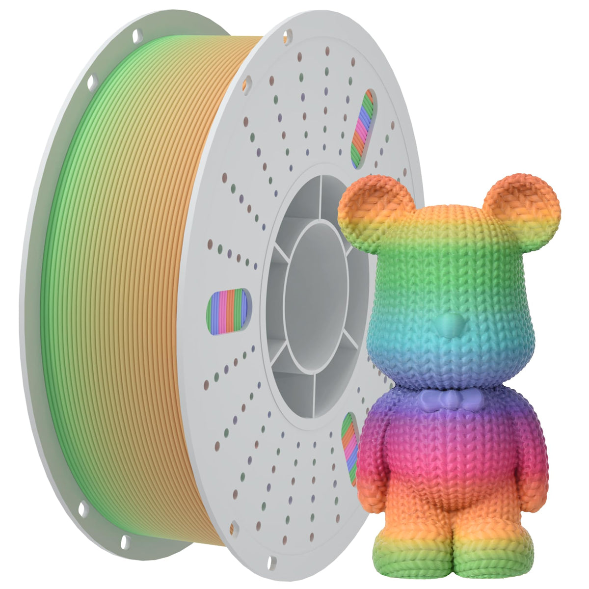 PINBALL Silk Rainbow PLA 3D Printer Filament 1.75mm Shiny Multi-Color Changing Filament 3D Printing PLA Filament Dimensional Accuracy +/- 0.02mm 500g*4 Silk Rainbow