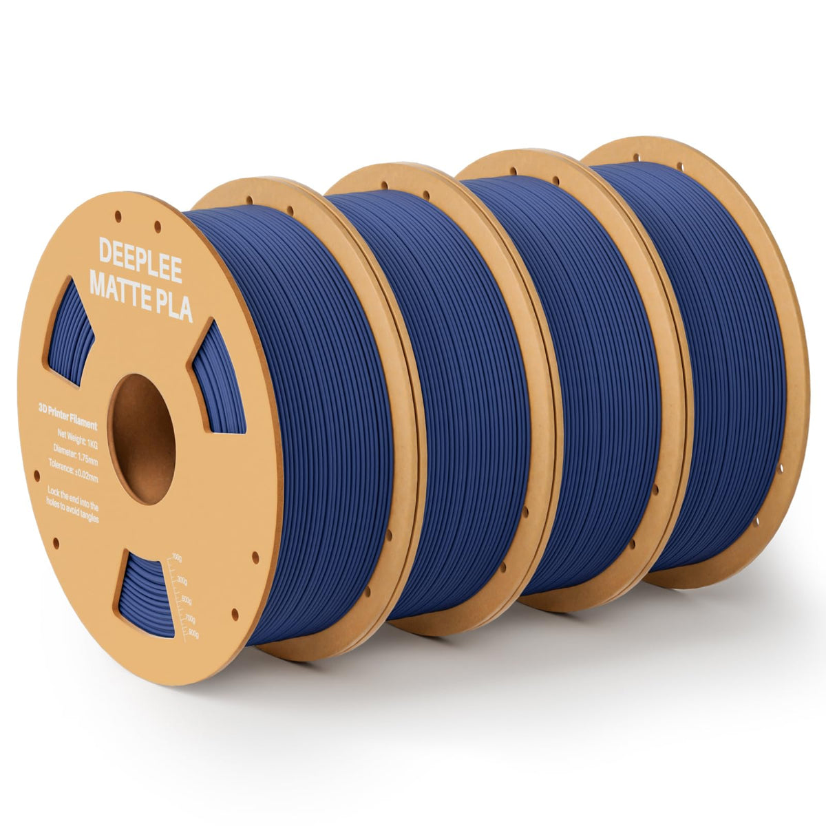 Matte PLA Filament 1.75mm, 3D Printer Filament Dimensional Accuracy +/- 0.02mm, No Clogging, Higher Toughness, Cardboard Spool 3D Filament, 4 Pack Black