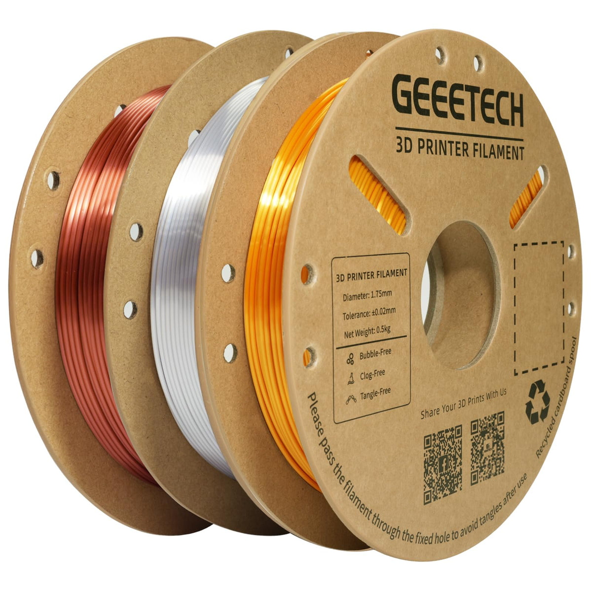 GEEETECH 6KG 3D Printer Filament Bundle - Black PLA Filament 1.75mm ±0.02mm (6 Spools, 1KG Each) - High Precision, Low Warping, 3D Printing Filament Fits Most FDM 3D Printers