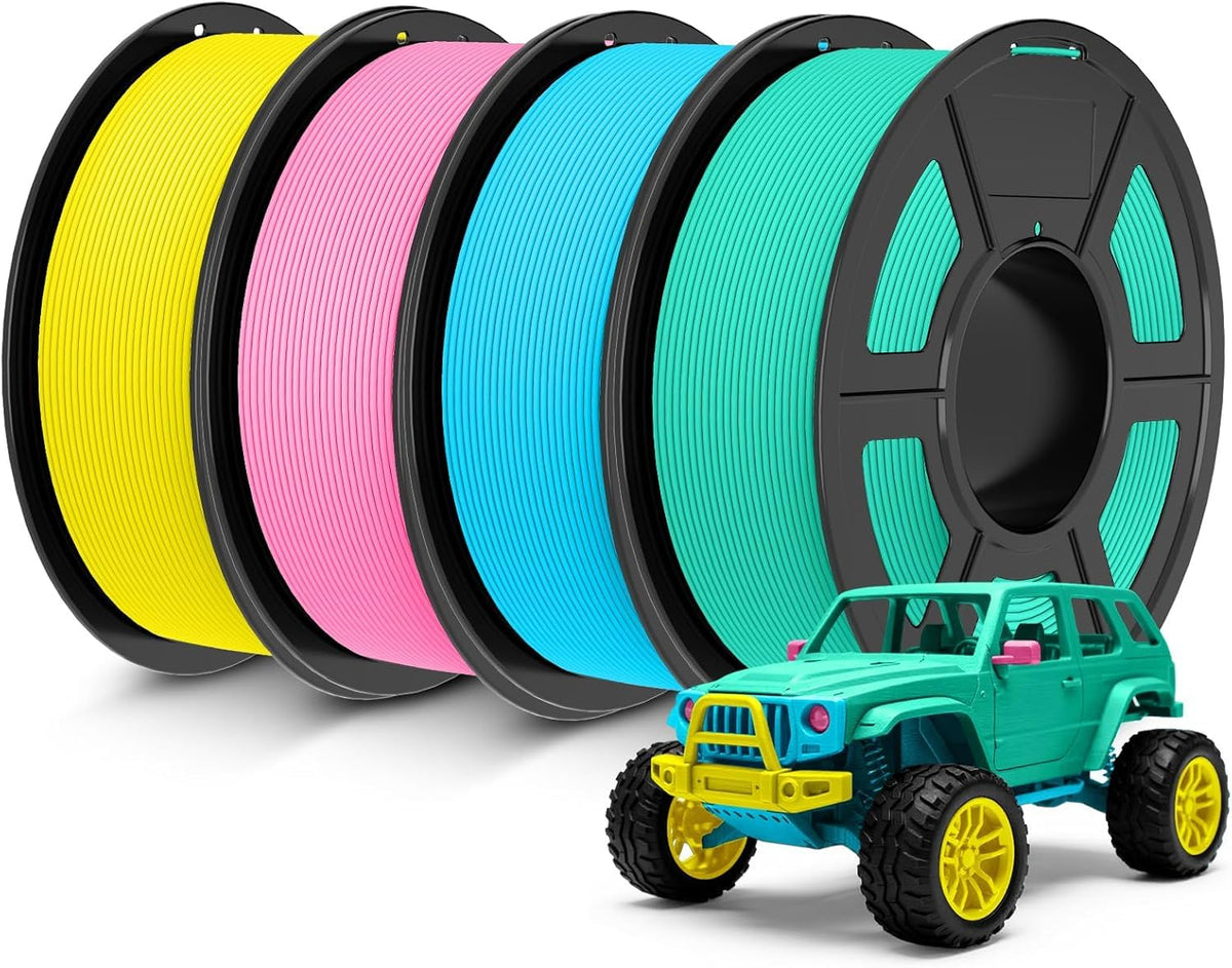 JAYO Rapid Matte PETG Filament 1.75mm 4.4KG Bundle, PETG Matte 3D Printer Filament 4.4kg, 1.1kg per Spool, Pack of 4, Black+White+Blue+Red
