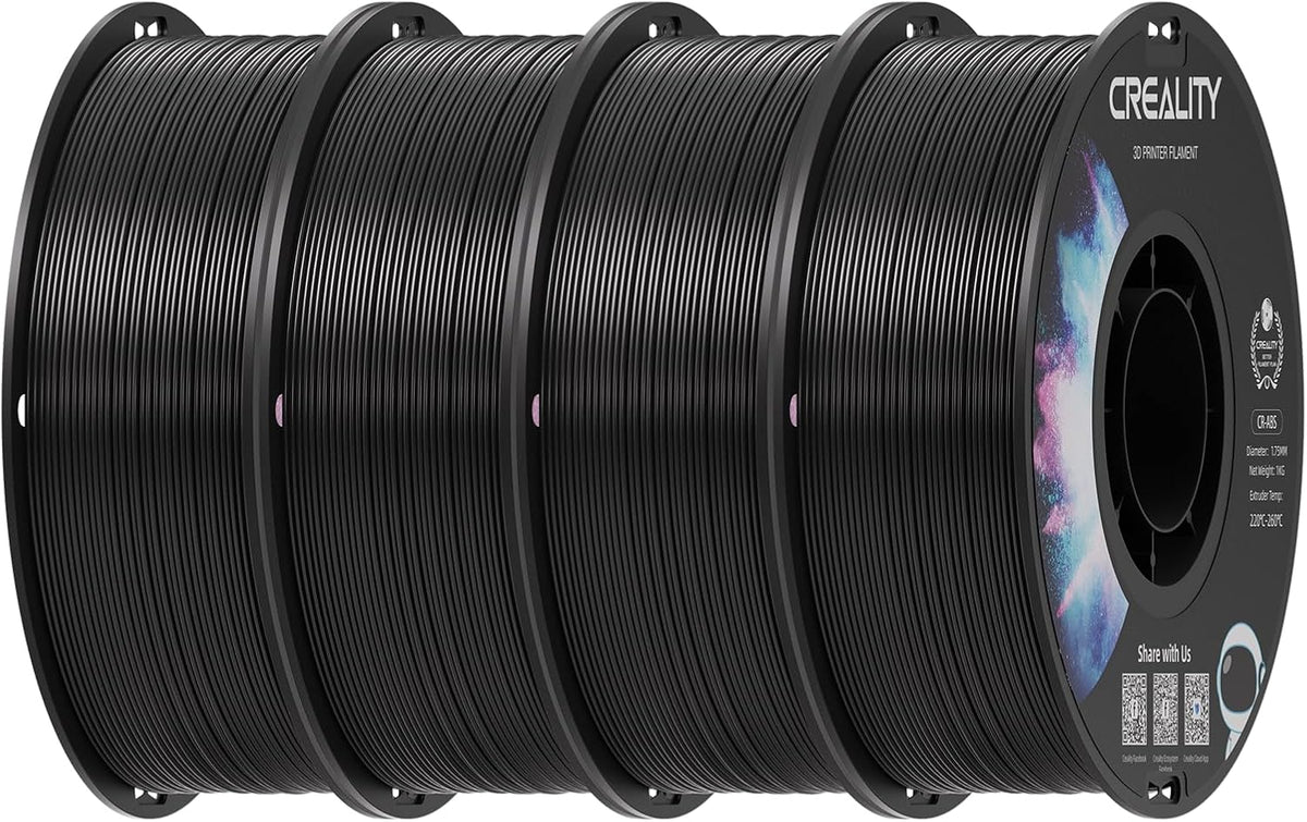 Creality ABS Filament 1.75mm Black 4 kg, 3D Printer Filament Bundle, Excellent Resistance, Odorless Non-Toxic, Stability, Tough, 4 Pack(8.8 lbs) (Black 4-Pack)