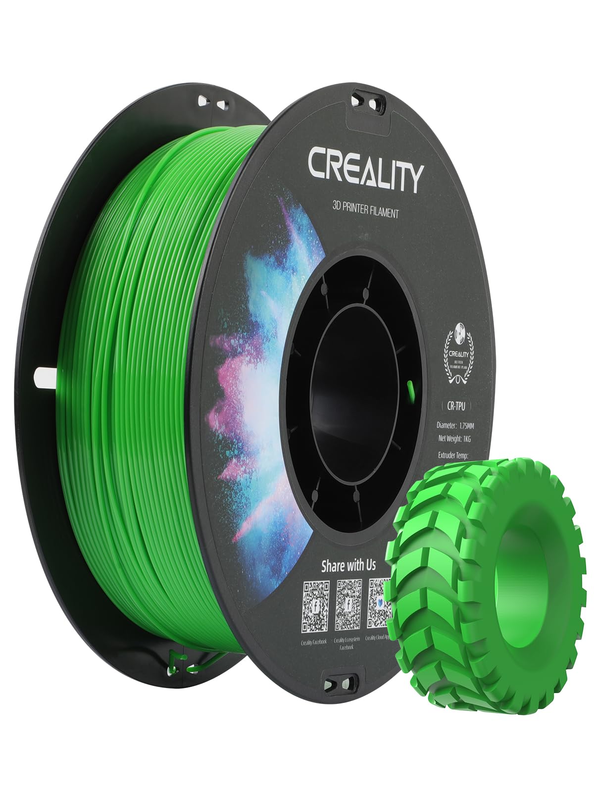 Creality ABS Filament 1.75mm Black 4 kg, 3D Printer Filament Bundle, Excellent Resistance, Odorless Non-Toxic, Stability, Tough, 4 Pack(8.8 lbs) (Black 4-Pack)