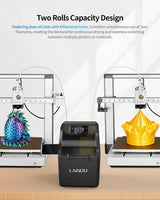 LANDU Filament Dryer 3D Printer Filament Dry Box,2 Spools Double Fast Heating Upgraded Filament Dehydrator Keeping Filaments Dry for 1.75mm/2.85mm One-Key Set for PLA PETG ABS TPU