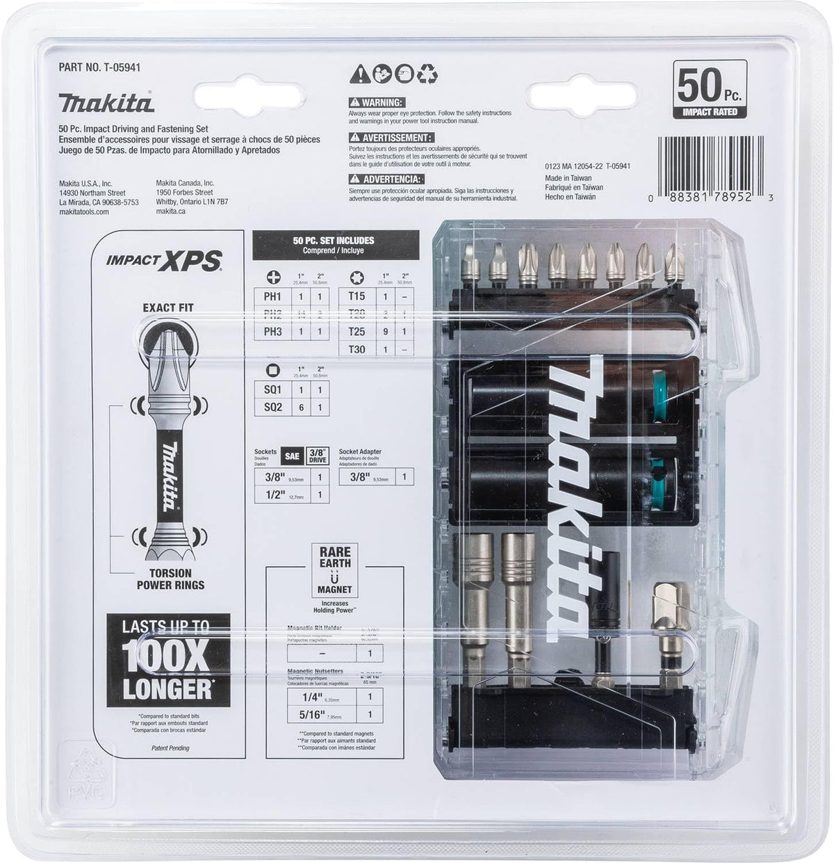 Makita T-05941 Impact XPS® 50 Pc. Impact Driving and Fastening Bit Set