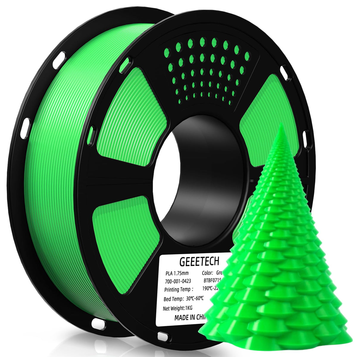 GEEETECH 6KG 3D Printer Filament Bundle - Black PLA Filament 1.75mm ±0.02mm (6 Spools, 1KG Each) - High Precision, Low Warping, 3D Printing Filament Fits Most FDM 3D Printers