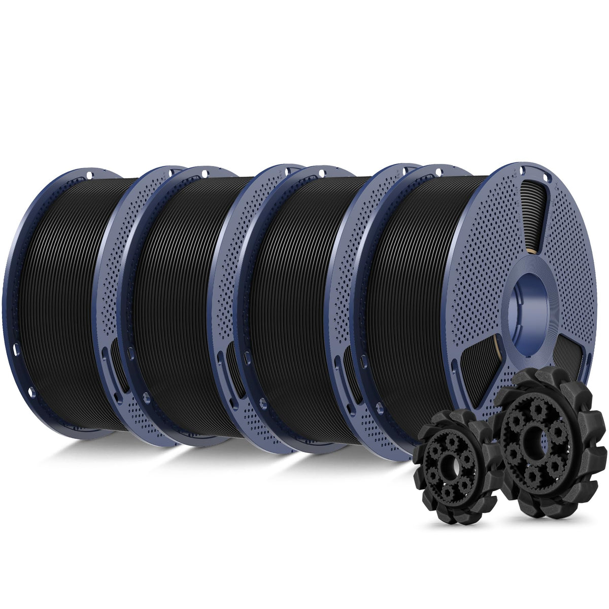 SUNLU PLA+2.0 3D Printer Filament Bundle, 4KG Upgrade PLA+ Filament 1.75mm, Tougher and Stronger, Dimensional Accuracy +/-0.02mm, 1KG per Spool, 4 Packs, 4KG Total, Black+White+Klein Blue+Red