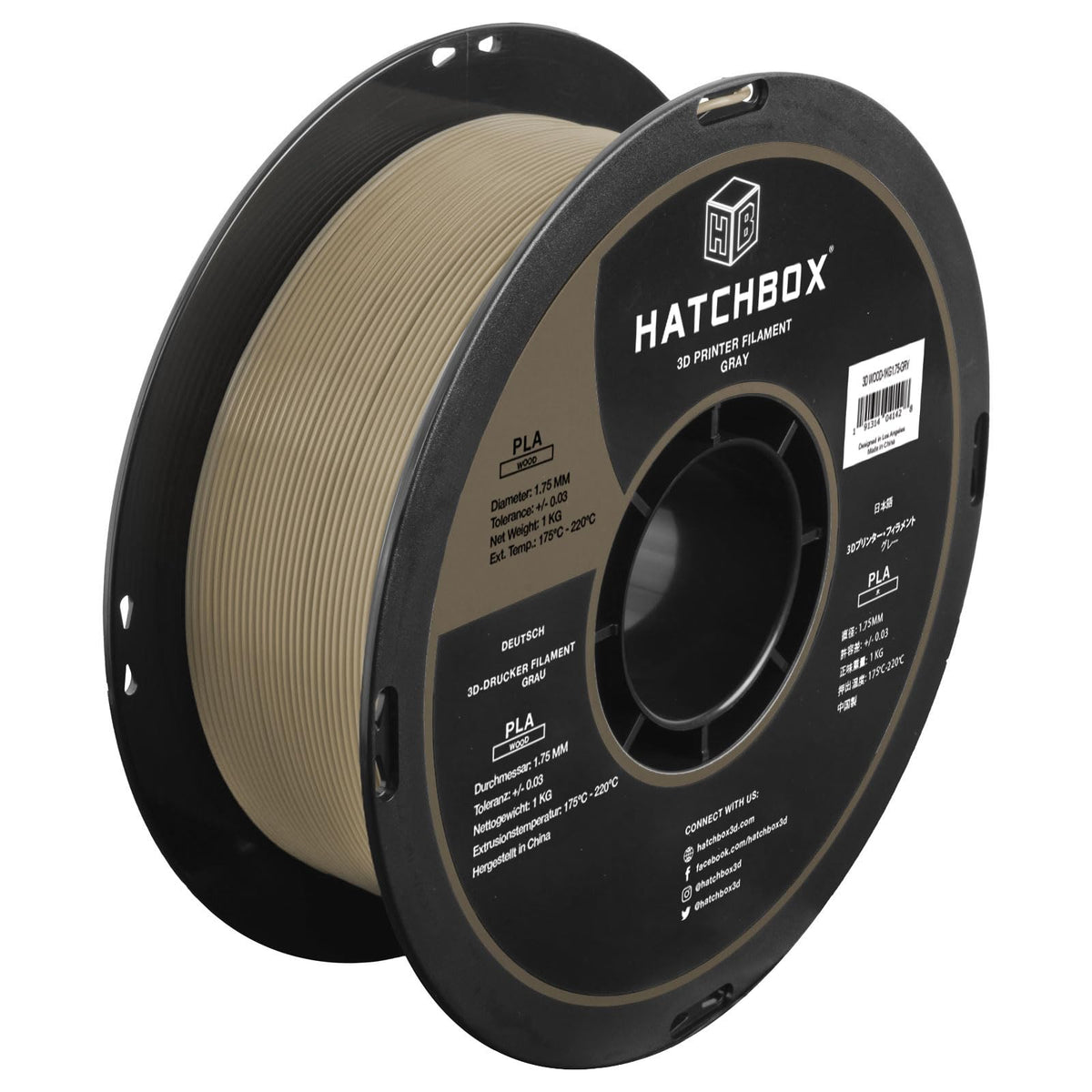 HATCHBOX 1.75mm Wood PLA 3D Printer Filament, 1 KG Spool, Dimensional Accuracy +/- 0.03 mm, 3D Printing Wood Filament