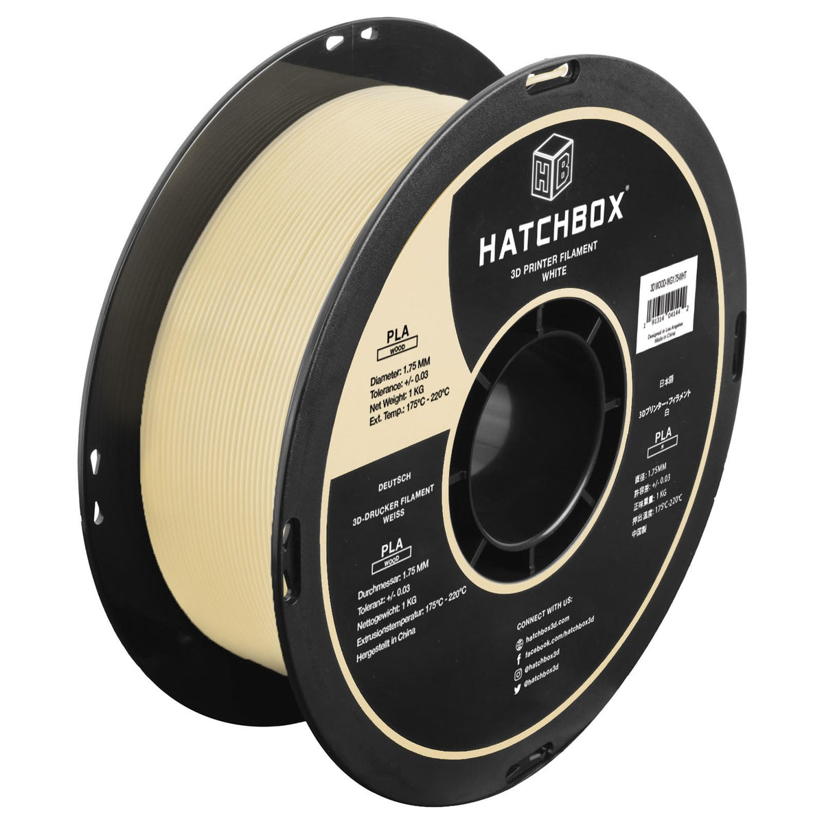 HATCHBOX 1.75mm Wood PLA 3D Printer Filament, 1 KG Spool, Dimensional Accuracy +/- 0.03 mm, 3D Printing Wood Filament