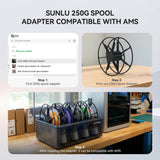 SUNLU 250g PLA Filament 1.75mm Bundle,3D Printer Filament Bundle Multicolor, Neatly Wound PLA Filament, Individually Vacuum Packed,250g Spool,8 Rolls,Black+White+Grey+Transparent+Red+Blue+Orange+Green