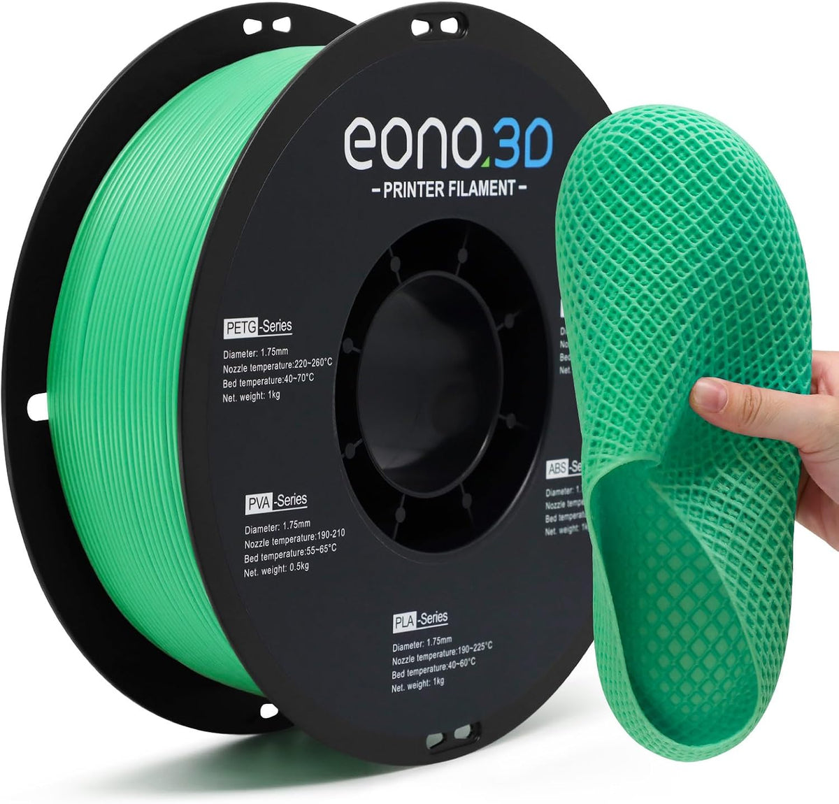 Conductive PLA Filament 1.75mm, 1kg – Electrically Conductive 3D Printer Filament for ESD Protection, Sensors & Functional Prototypes – Compatible with FDM Printers, Black, Matte Plastic Spool