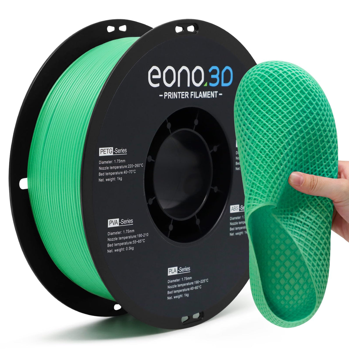 Conductive PLA Filament 1.75mm, 1kg – Electrically Conductive 3D Printer Filament for ESD Protection, Sensors & Functional Prototypes – Compatible with FDM Printers, Black, Matte Plastic Spool
