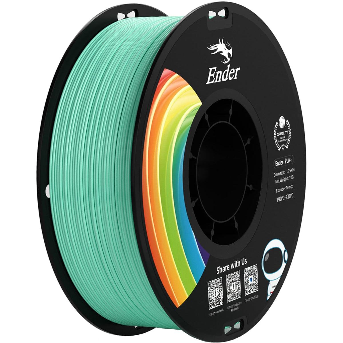 Creality 3D Printer Filament 1.75mm 4KG, PLA Filament Bulk +/- 0.02mm, 4 Pack 1kg Spool(2.2lbs) 3D Printing Filament Fits for Most FDM 3D Printers, Black White Blue Red