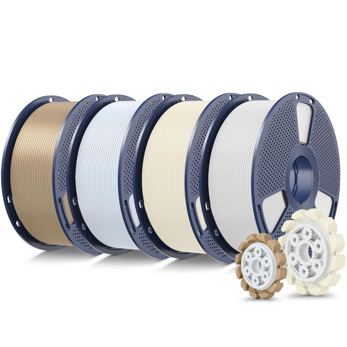 SUNLU PLA+2.0 3D Printer Filament Bundle, 4KG Upgrade PLA+ Filament 1.75mm, Tougher and Stronger, Dimensional Accuracy +/-0.02mm, 1KG per Spool, 4 Packs, 4KG Total, Black+White+Klein Blue+Red