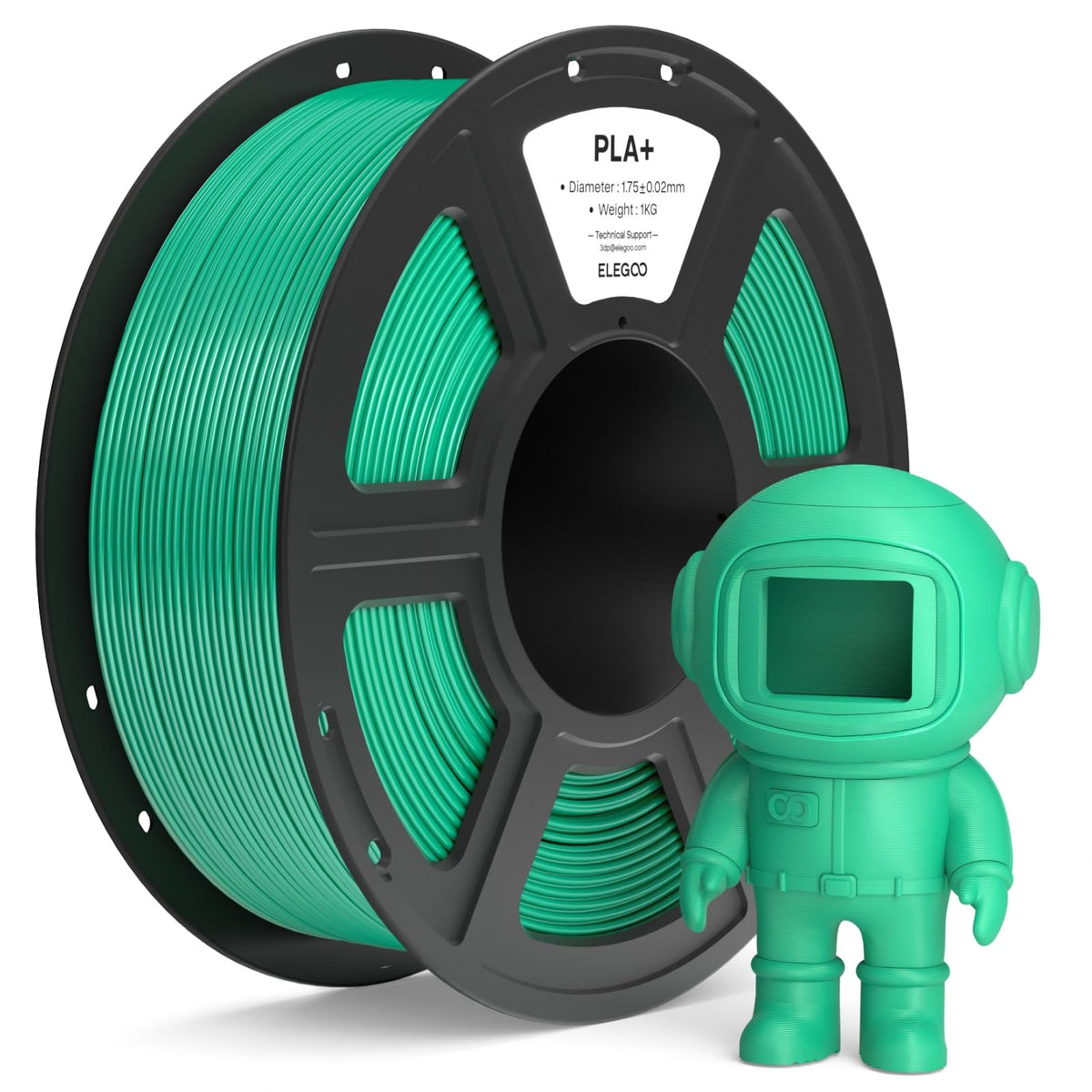 ELEGOO PLA+ Filament 1.75mm Black 3KG, High Toughness PLA Plus 3D Printer Filament Dimensional Accuracy +/- 0.02mm, 3kg Large Spool(6.6lbs) Fits for Most FDM 3D Printers