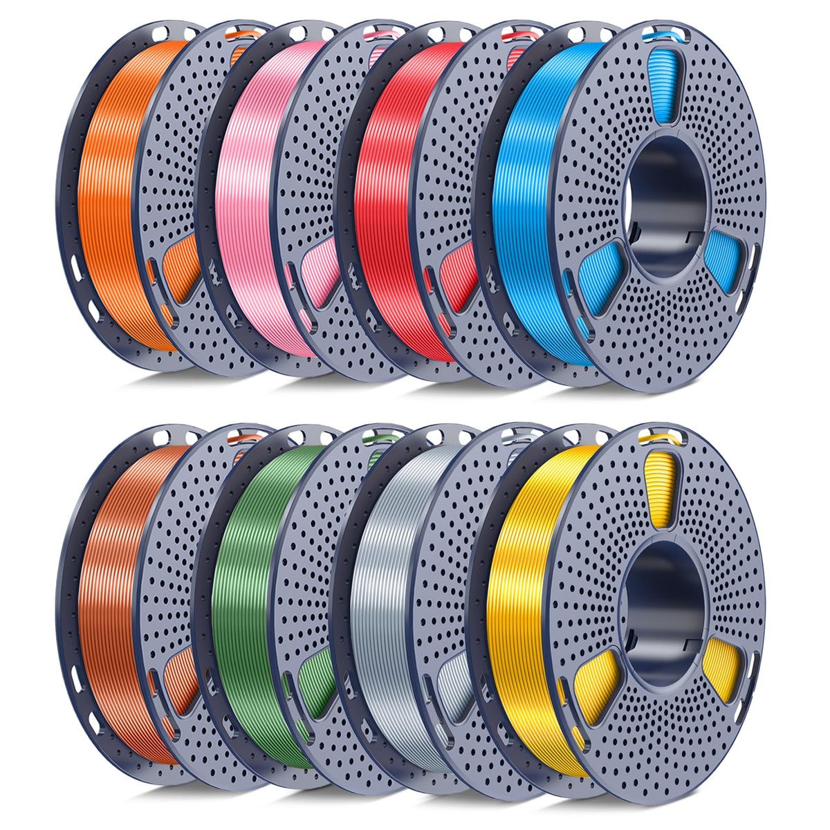 250g PLA Filament 1.75mm Bundle, SUNLU 3D Printer Filament Neatly Wound, Individually Vacuum Packed, 250g Spool, 8 Rolls, White+Red+Orange+Yellow+Green+Blue+Cyan+Purple