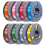 250g PLA Filament 1.75mm Bundle, SUNLU 3D Printer Filament Neatly Wound, Individually Vacuum Packed, 250g Spool, 8 Rolls, White+Red+Orange+Yellow+Green+Blue+Cyan+Purple