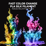 JAYO 3D Printer Filament Bundle, PLA Silk Filament Bundle Multicolor, Shiny Silk PLA Filament 1.75mm, Fast Color Change Rainbow, 250g Spool, 8 Rolls, 2kg in Total