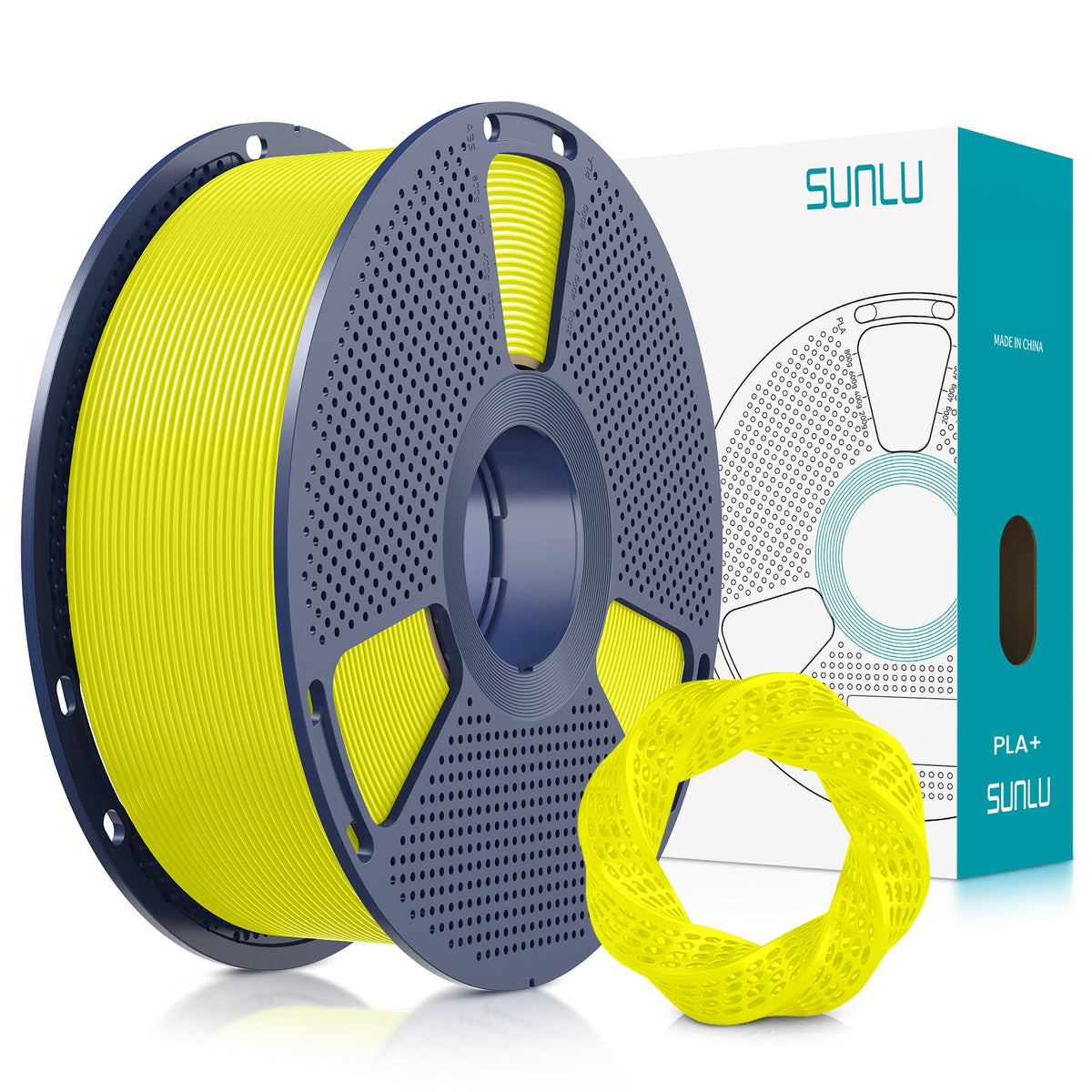 SUNLU 3D Printer Filament Bundle, PLA Plus Filament 10KG 1.75mm, Neatly Wound Filament for Most 3D Printer, 10 Colors, 1kg Spool, Black+White+Grey+Green+Blue+Grassgreen+Bluegrey+Pureyellow+Red+Orange
