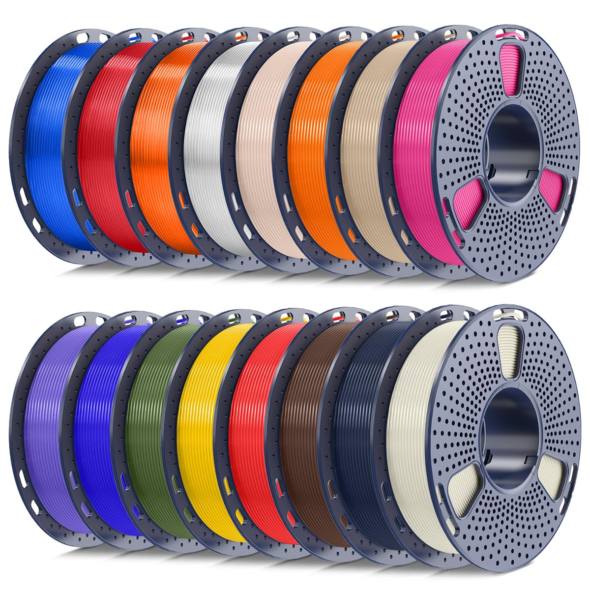 250g PLA Filament 1.75mm Bundle, SUNLU 3D Printer Filament Neatly Wound, Individually Vacuum Packed, 250g Spool, 8 Rolls, White+Red+Orange+Yellow+Green+Blue+Cyan+Purple